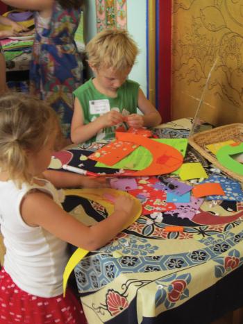 Young children and families enjoy art activities